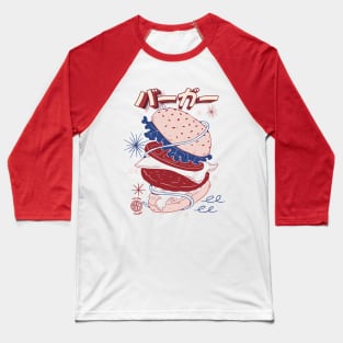 Burger Doodle (On Pink and White Version) 1122-0034 Baseball T-Shirt